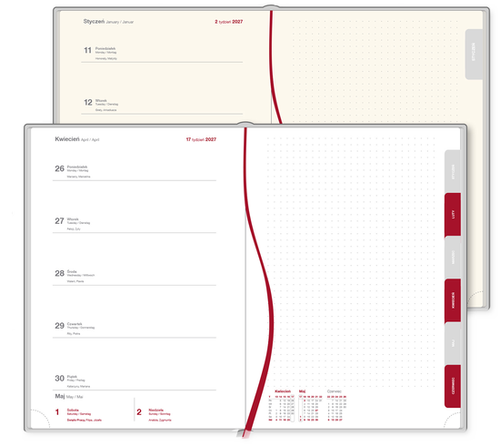 Ax - A4 tygodniowy, tydzień na lewej stronie + notatnik na prawej stronie